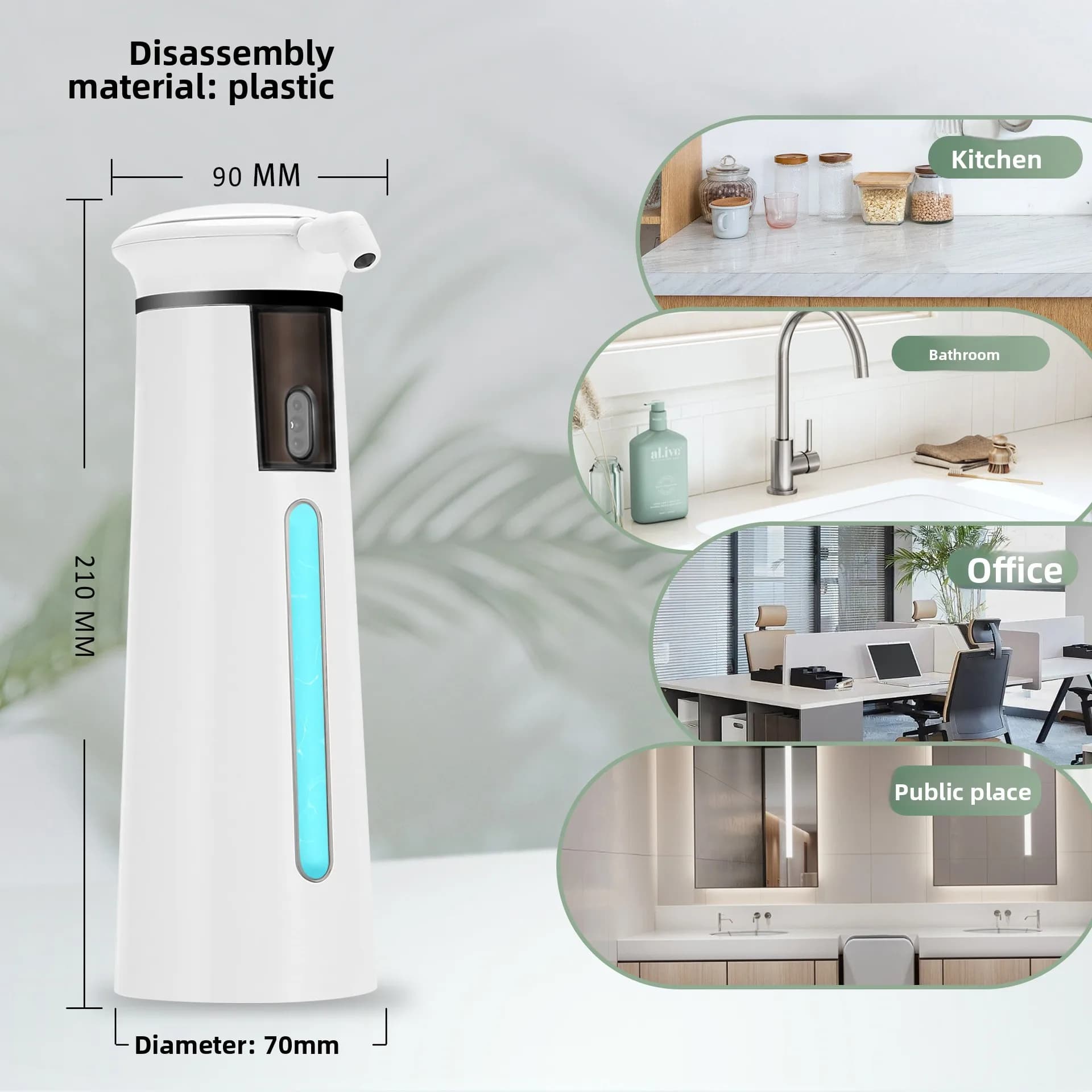 Macchina disinfettante per le mani senza contatto con dispenser automatico intelligente di sapone con sensore adatta a scenari multipli