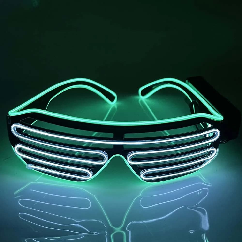 Wireless LED Glowing Glasses Cool Double Colors Neon Glasses Colorful Glow-in-the-dark Fluorescent Glasses Halloween Costumes