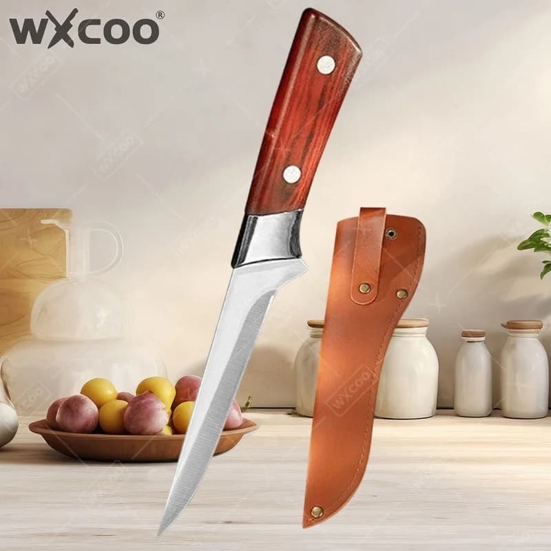WXCOO Stainless Steel Bone knife Forged in Hand, Chef knife for Filettare Fish, Meat, Bones, Vegetables, Fruit, Kitchen