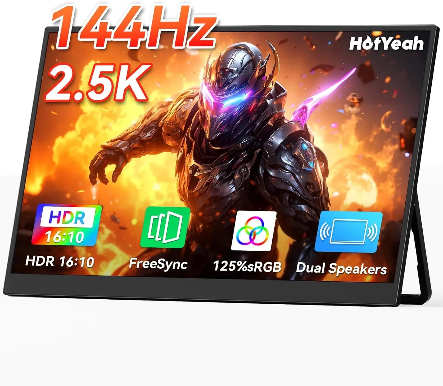 Monitor da Gioco Portatile 16" 2.5K 144Hz, QHD USB-C HDMI per Laptop, PC, Telefono, Tablet