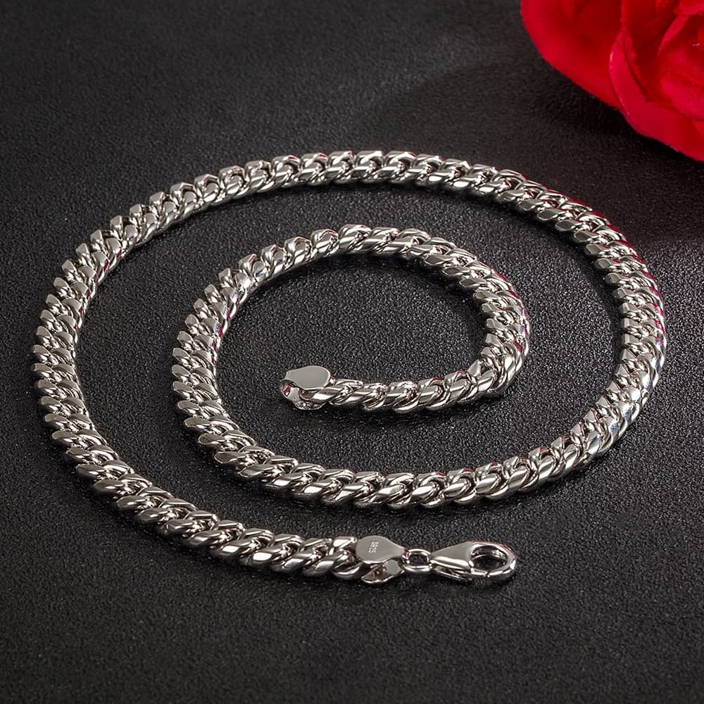 Collana da uomo in argento sterling 925, catena cubana Miami, maglia a corda spessa 8 mm, girocollo unisex, gioielli raffinati