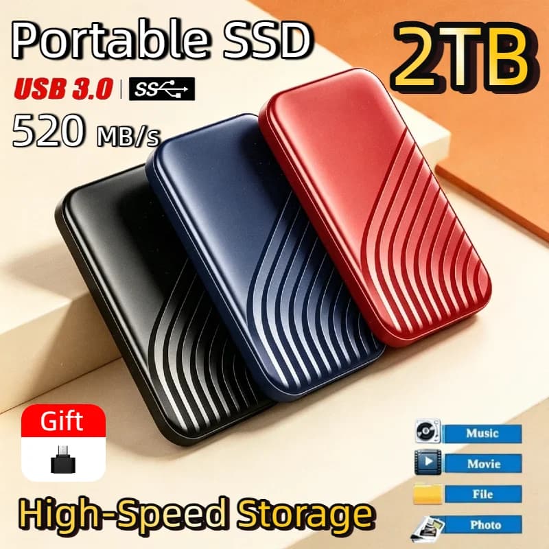 SSD Esterno Portatile Quick Backup Autentico da 2TB USB 3.1 Tipo C per Mac Laptop PC Telefono Hard Disk Pro Max
