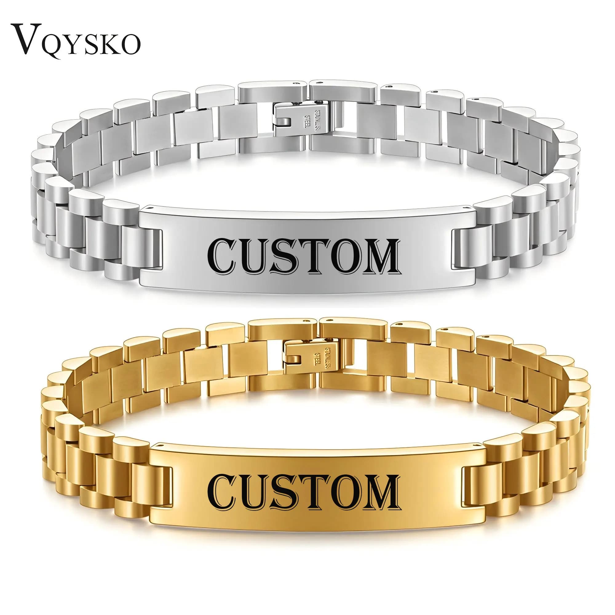 Catena per orologi alla moda Bracciale in acciaio al titanio liscio da 10 mm per uomo Gioielli regalo aziendali per gentiluomo maschile personalizzabili