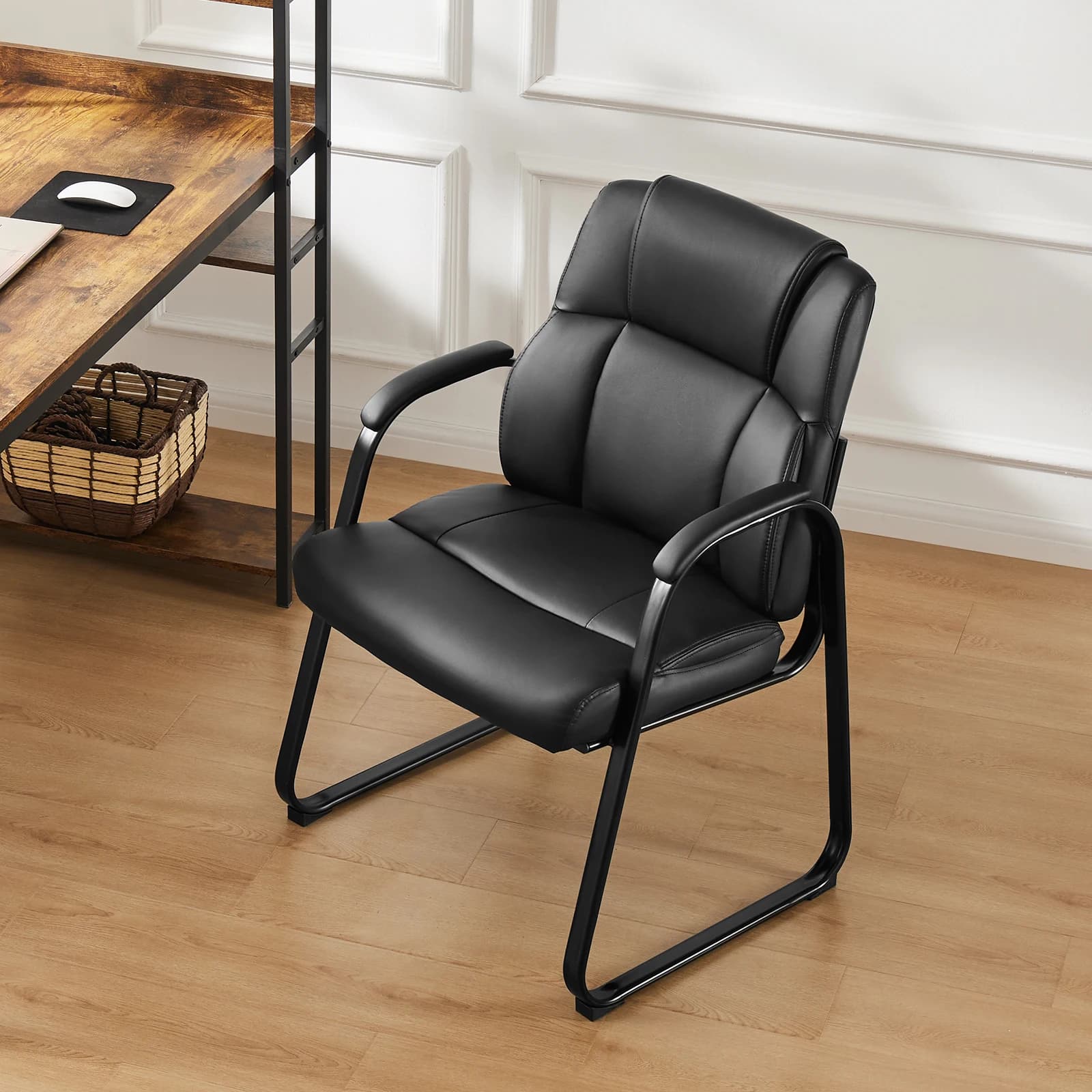 JHK Schienale ergonomico imbottito Sedia da gioco per soggiorno Sedile per sala d'attesa in pelle PU impermeabile Bracci con cuscino in spugna ispessita