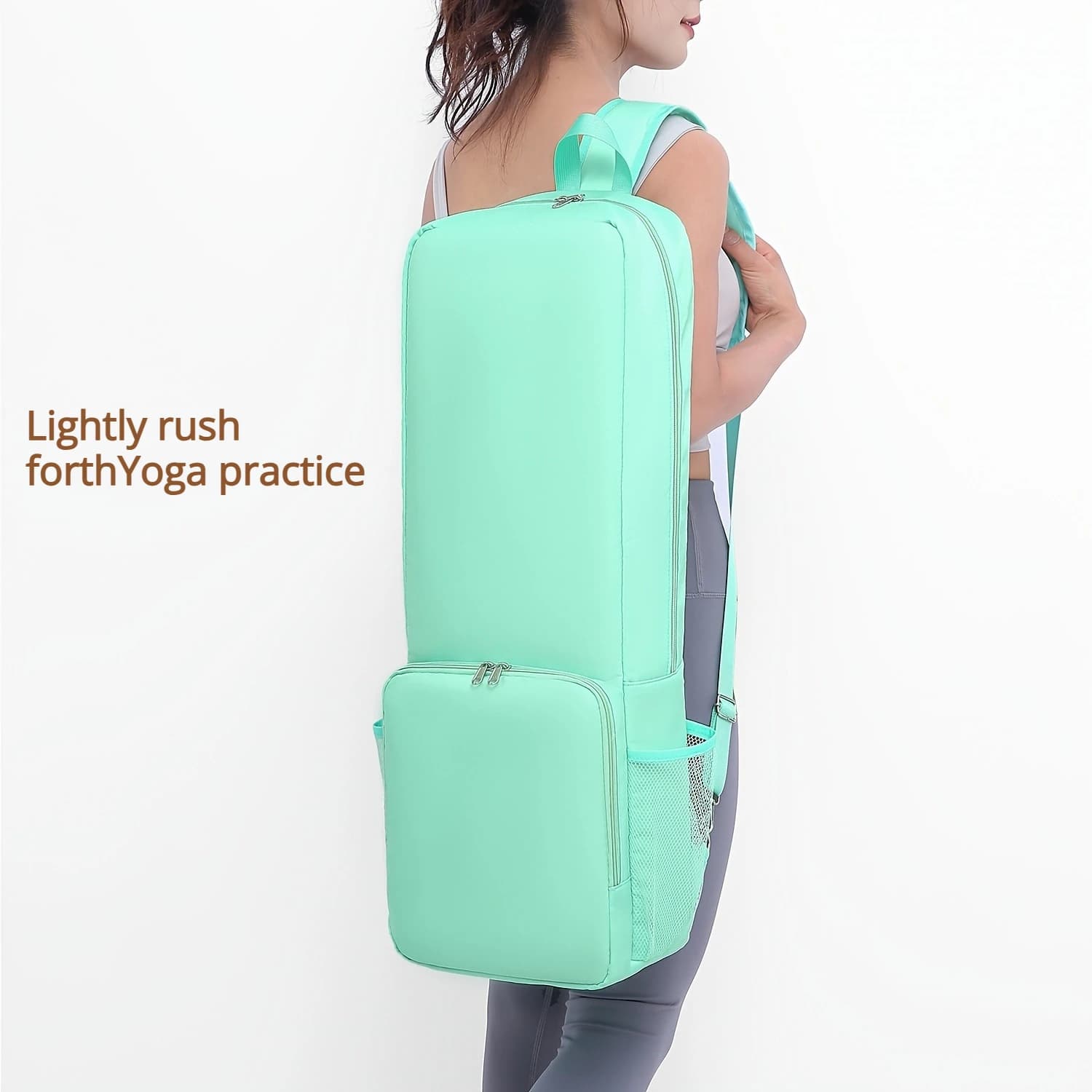 Multifunctional Long Yoga Mat Bag Lightweight Oxford Cloth Gym Handbag Crossbody Sling With Large Front Zipper Pocket