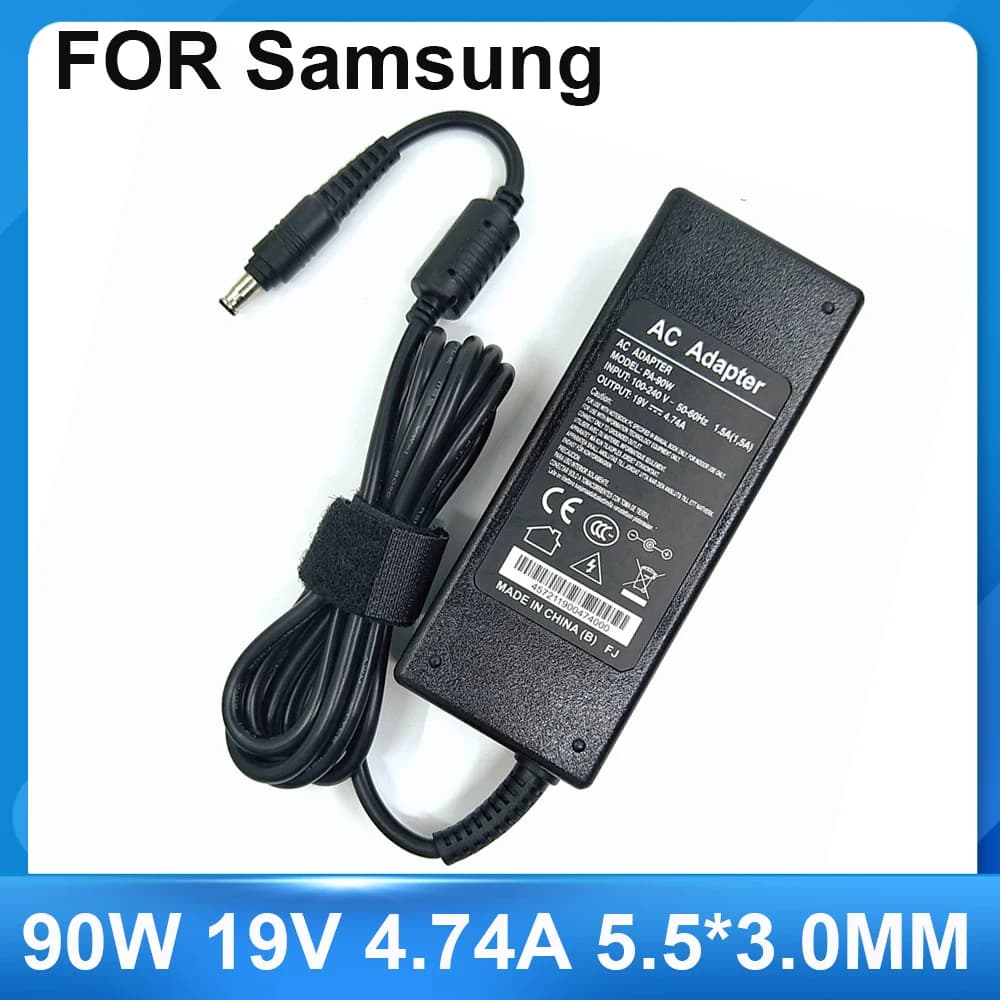 Adattatore CA 90W 19V 4.74A5.5*3.0mm Adattatore di alimentazione per caricabatterie per laptop per Samsung R428 R410 G15 GT6000 M30 P10 UltraR60 + R65 R520 R528