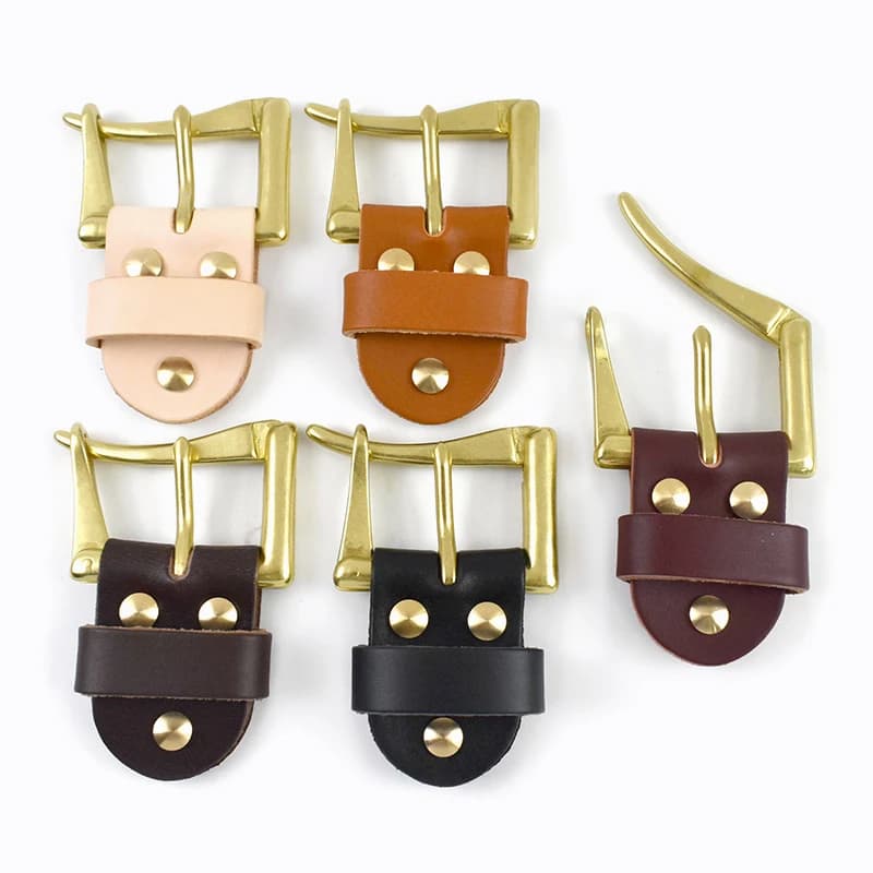 Set di 1 fibbia per cintura da 40 mm in ottone massiccio, con anello di connessione per cinture da uomo, chiusura a vite, rivetto e fermacintura