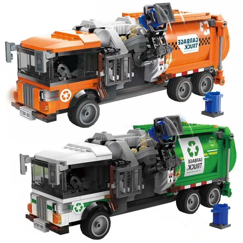 Fantastic city toilet-sanitary garbage truck car blocks kit brick classic model assembling toys for boys gift