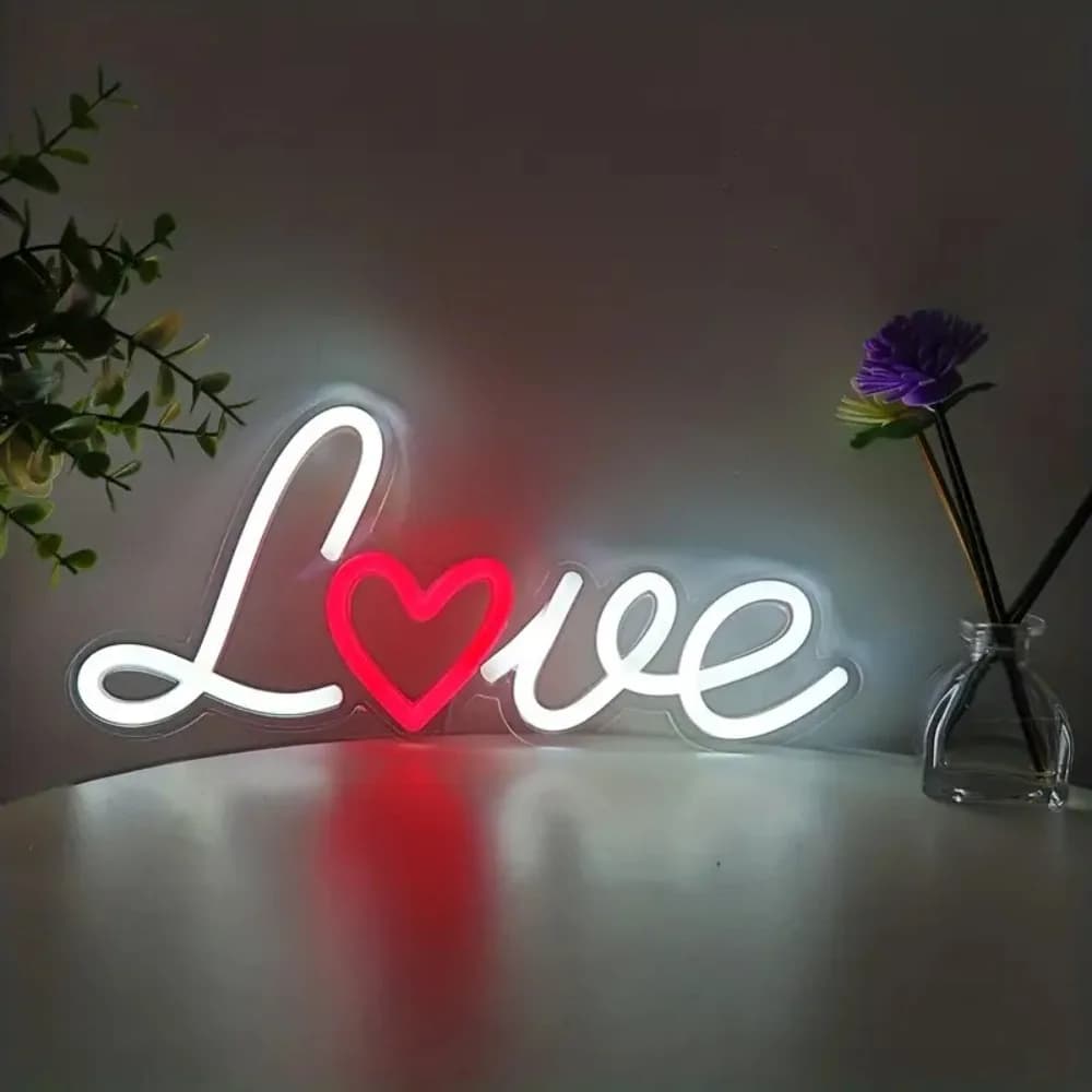Insegna LED al Neon Creativa a Forma di 'Love' Alimentata via USB, Decorazione da Parete per Matrimoni/Compleanni/Feste/Casa/Club/Bar/Camere, Illuminazione d'Ambiente per Feste