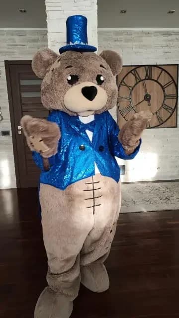 Costume da Mascotte Orso Natalizio, Simpatico Orsacchiotto di Peluche, Costume da Passeggio per Adulti, Costume per Spettacoli e Feste di Natale