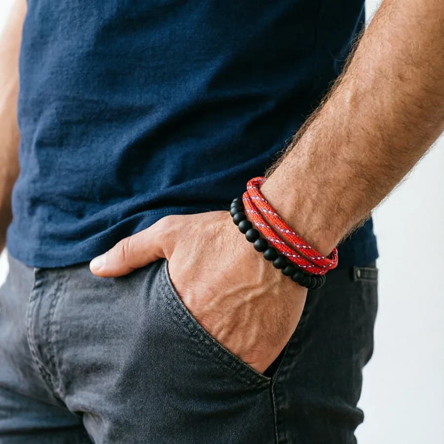 Noter Moda 2 Pezzi Set di Braccialetti da Uomo 2024 Fatti a Mano Scorrevole Regolabile Paracord Braslet Gioielli Estivi Surfer Nautical Braclet