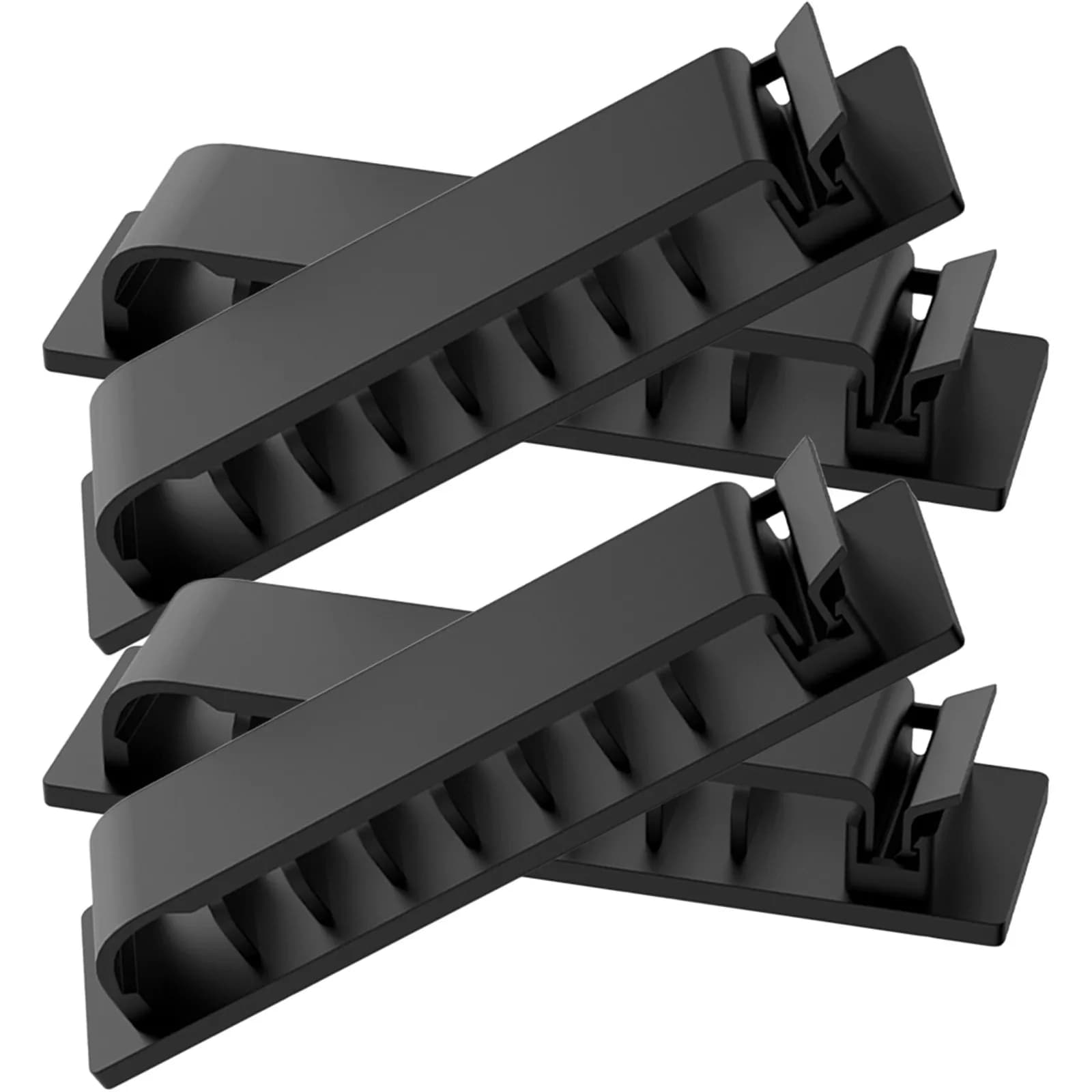 Organizzatore di cavi Premium da 4 pezzi con design adesivo a 8 slot per la gestione dei cavi su scrivania, parete e auto, USB universale