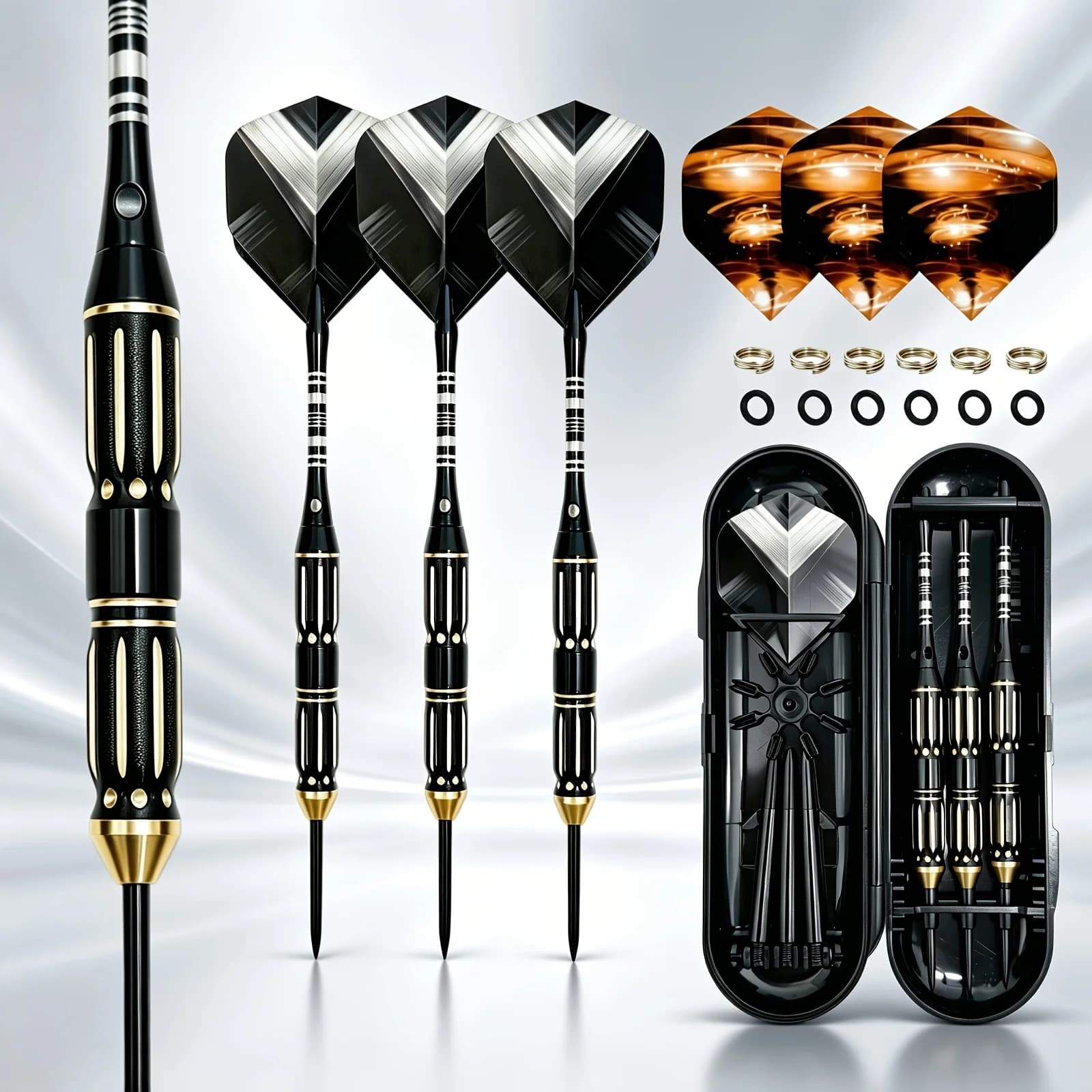 24g Premium Carved Brass Dart Set (with Storage Box) – Professional & Casual Players' Exclusive Steel Tip Darts