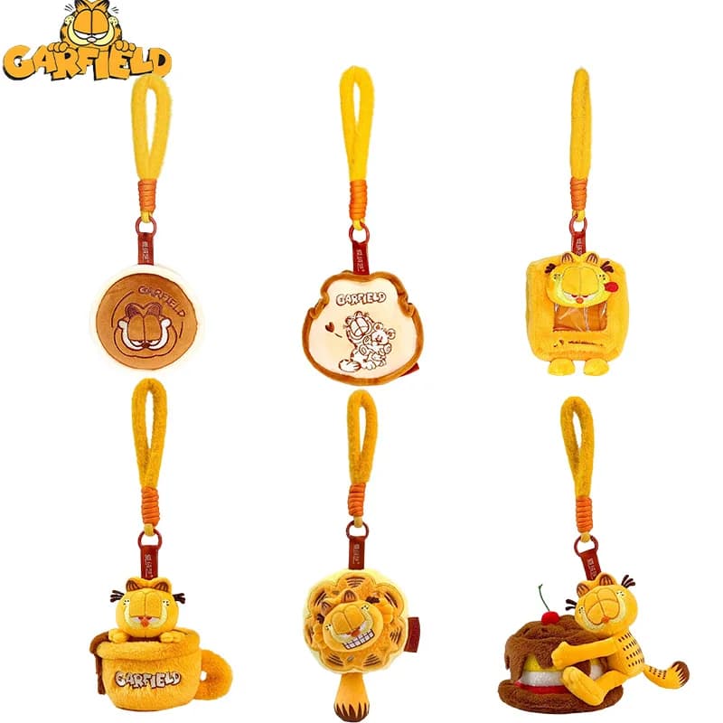 10CM Original Garfield Pendants Plush Toys Kawaii Anime Cartoon Cats Odie Dog Garfield Family Stuffed Plushies Keychains Dolls