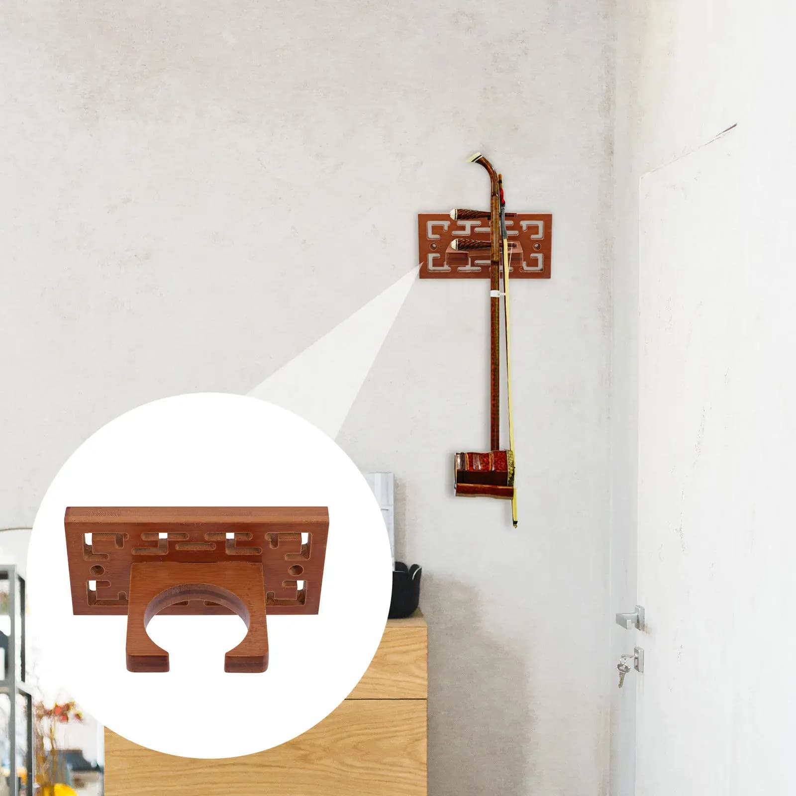 Set di Ganci da Parete in Legno Premium per Strumenti Musicali, Compatibili con Flauto, Erhu, Ukulele, Facile Installazione, Salvaspazio per Soggiorno e Ufficio