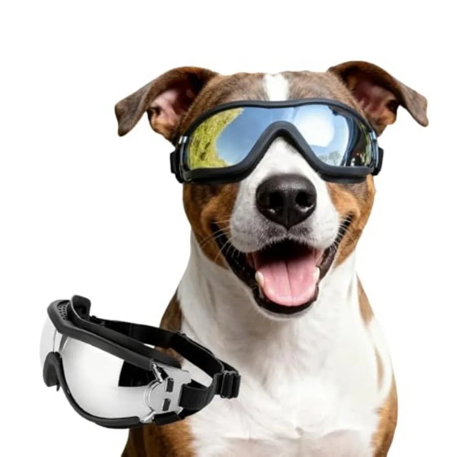 Occhiali per Cani di Taglia Media e Grande, Occhiali da Sole Anti-UV per Cani di Razze Grandi, Protezione Antivento per gli Occhi del Cane, Occhiali per Cani