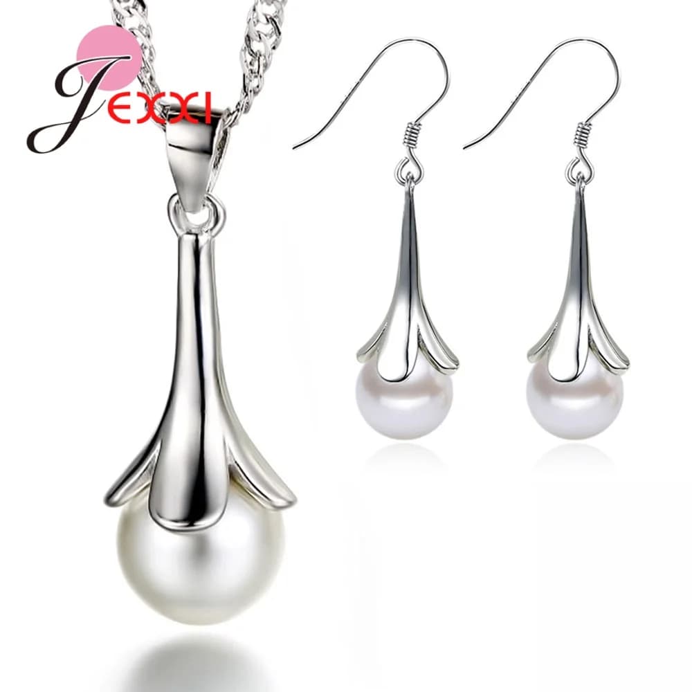Top Brand 925 Sterling Silver Jewelry Sets Opal Drop Earrings Concise Pendant Necklaces For Women Korean Trend Joyas Lovers Gift