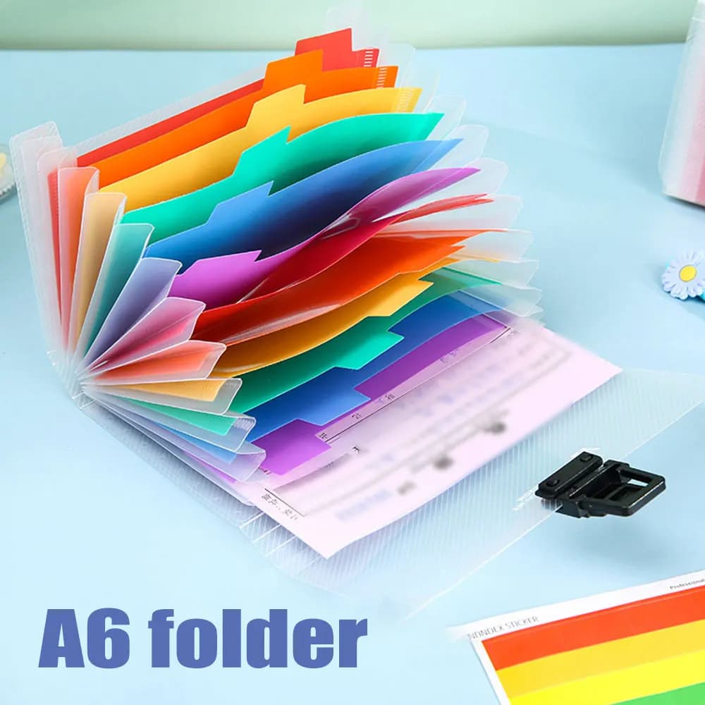 A6 cartella di File borsa di immagazzinaggio esame carta Bill Document Organizer borsa di espansione di File arcobaleno raccoglitore portatile per ufficio scolastico di casa