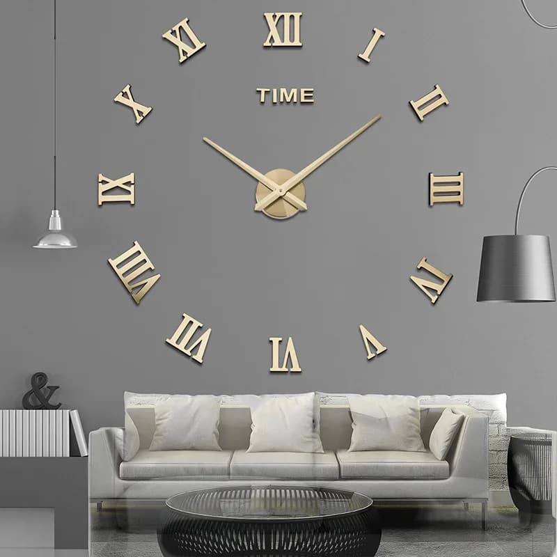3D Wall Clock Modern Large Self-adhesive Needle Acrylic Mirror Stickers Watch For Living Room Decoration Home