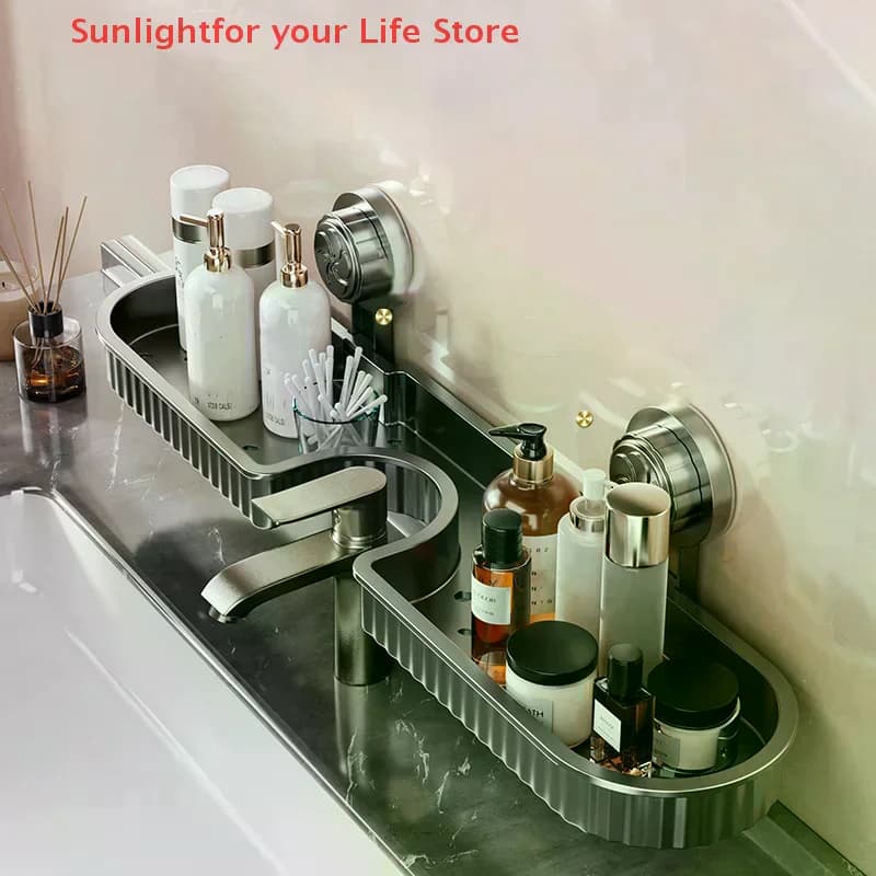 1pc shelf for suction sink for home use without drilling wall tap drainage organizer tap universal models