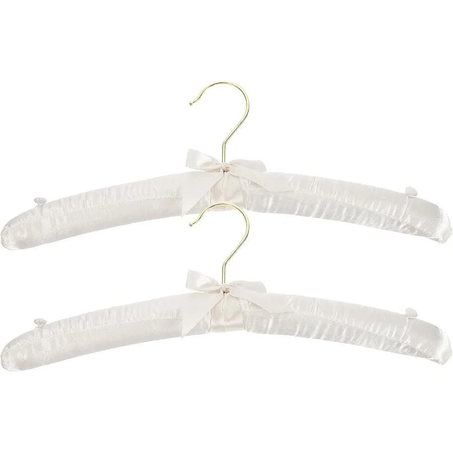 2 grucce imbottite in raso resistenti per abiti da sposa e indumenti delicati, design antiscivolo con extra largo 17,7 pollici