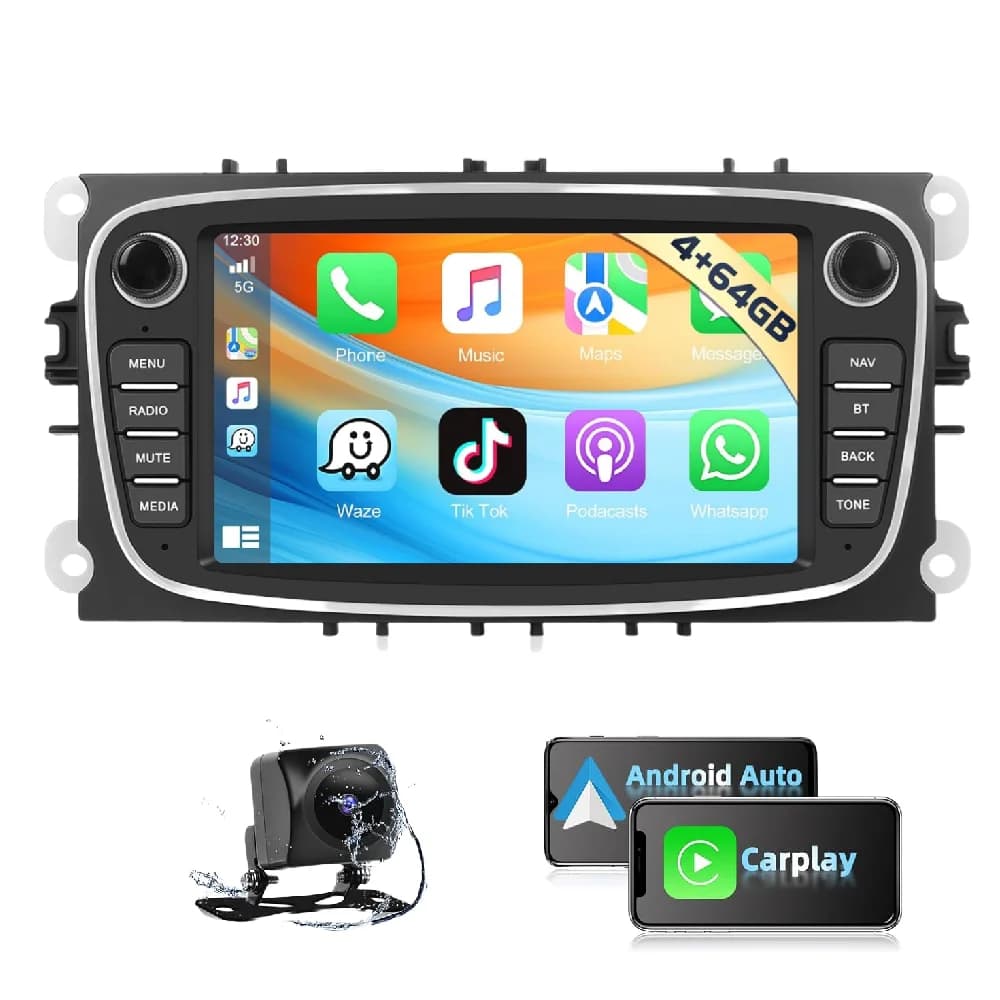7 pollici 2Din Android Radio per Ford Focus 2 mk2 Kuga Mondeo Fiesta Transit Connect SS MAX Apple Carplay Multimedia GPS unità principale