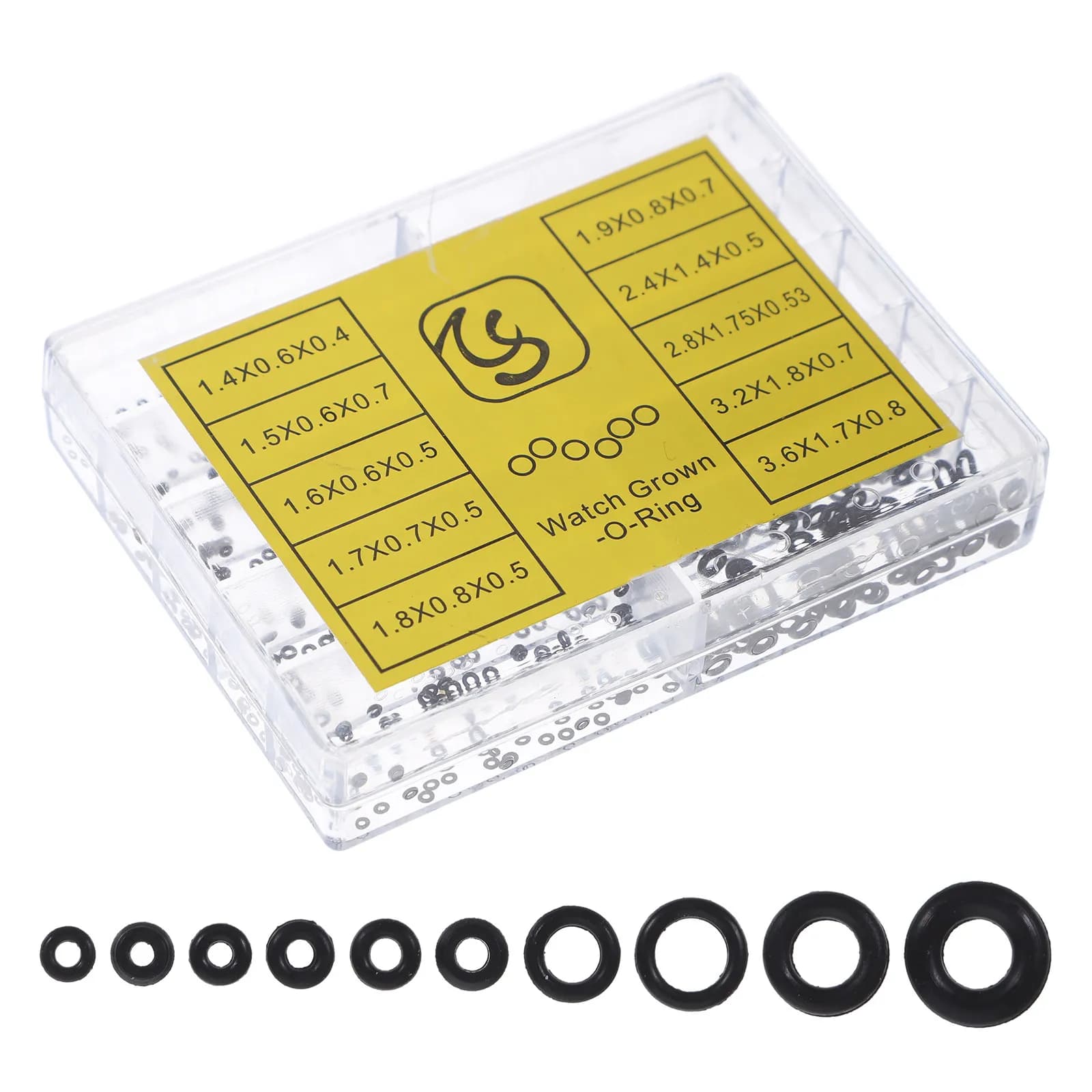 1 scatola di kit di strumenti, set di guarnizioni in gomma con O-ring per la riparazione di orologi, rondelle di tenuta impermeabili, kit assortito di O-ring, accessori per orologi