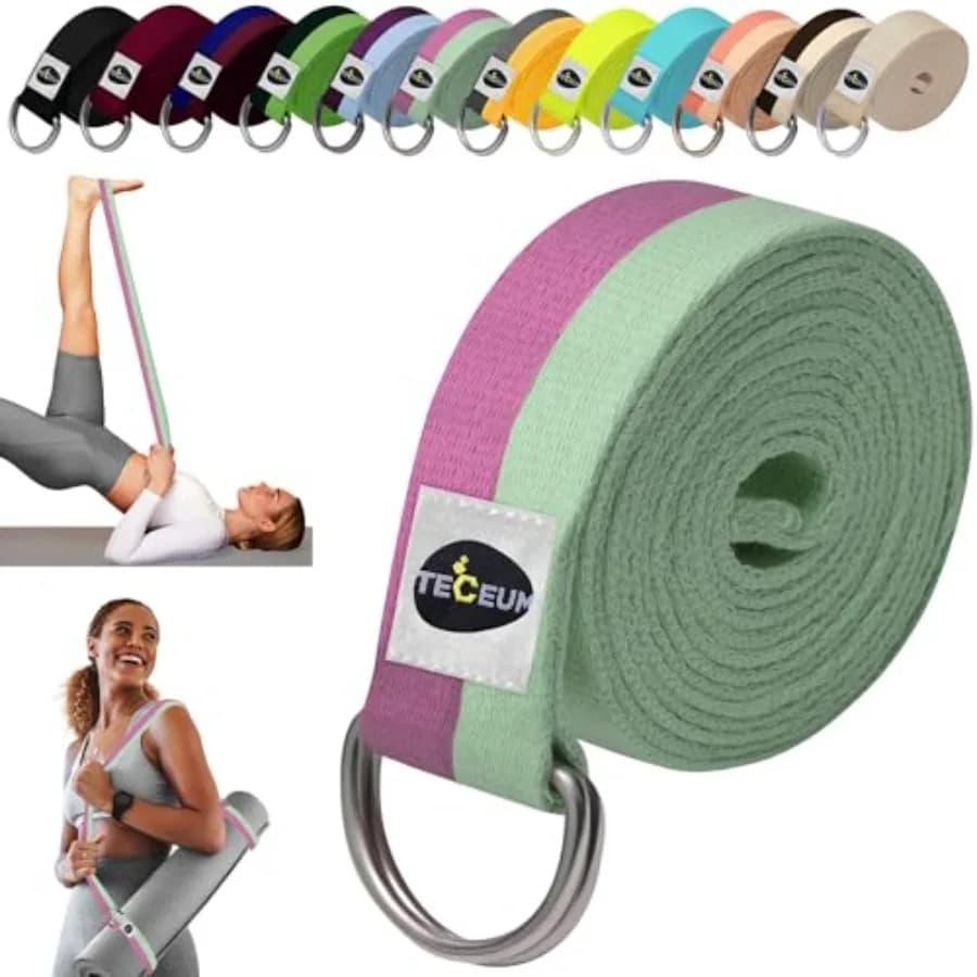 Cinghia per Tappetino Yoga 2 in 1 in Cotone, 6 ft, 8 ft, 10 ft, 30+ Colori, Cintura Regolabile Antiscivolo per Yoga, Pilates, Stretching, Fisioterapia