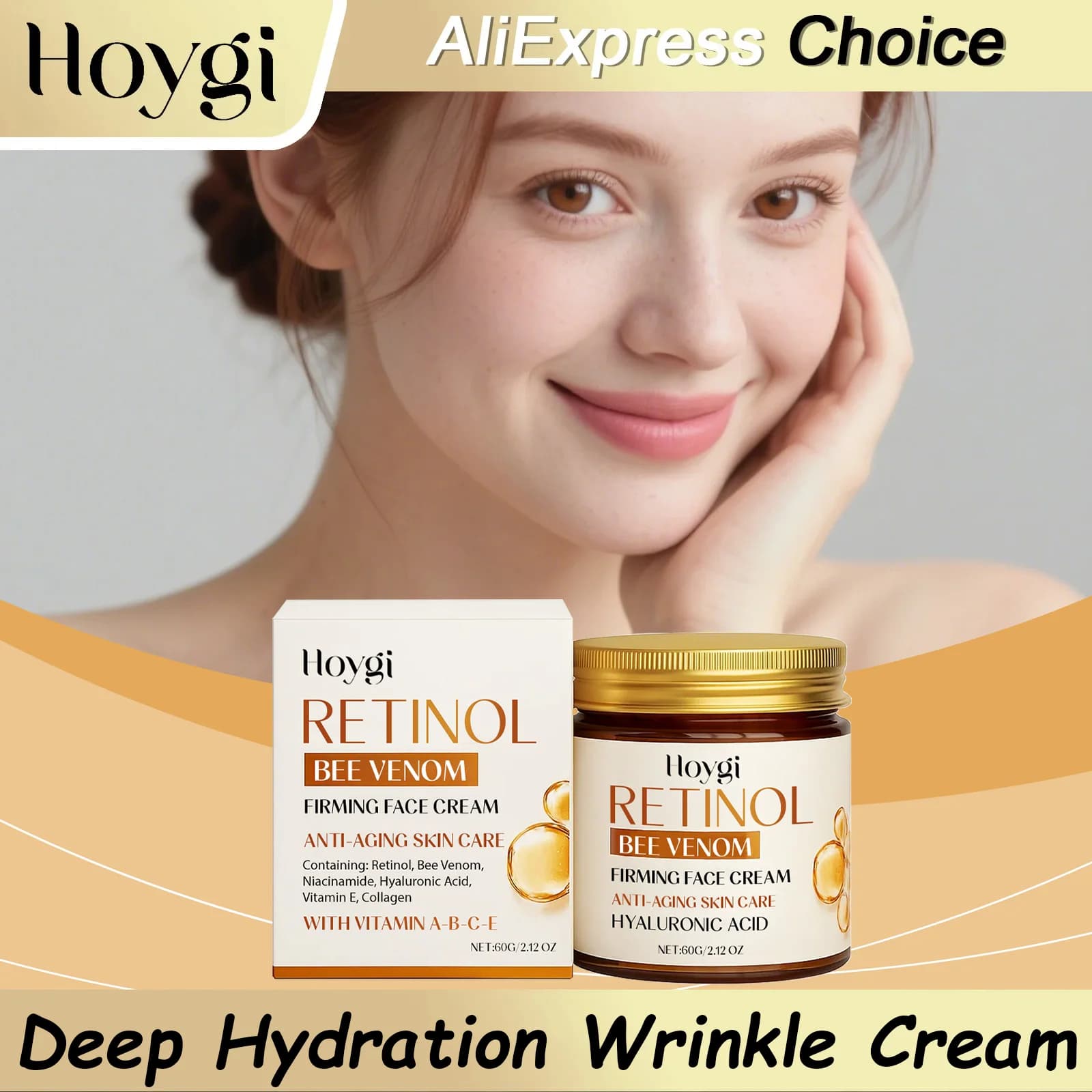 Crema Viso Rassodante HOYGI al Collagene Idrolizzato, Siero Illuminante Anti-Rughe per la Cura della Pelle Femminile