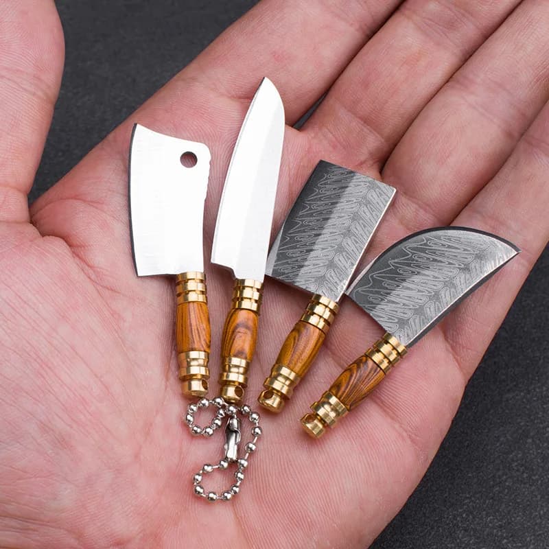Mini Coltello Damascus con Motivo Laser in Acrilico, Affilato, EDC, per Autodifesa, Portatile, Portachiavi, Coltello per Apertura Pacchi, Strumento per Unboxing Outdoor