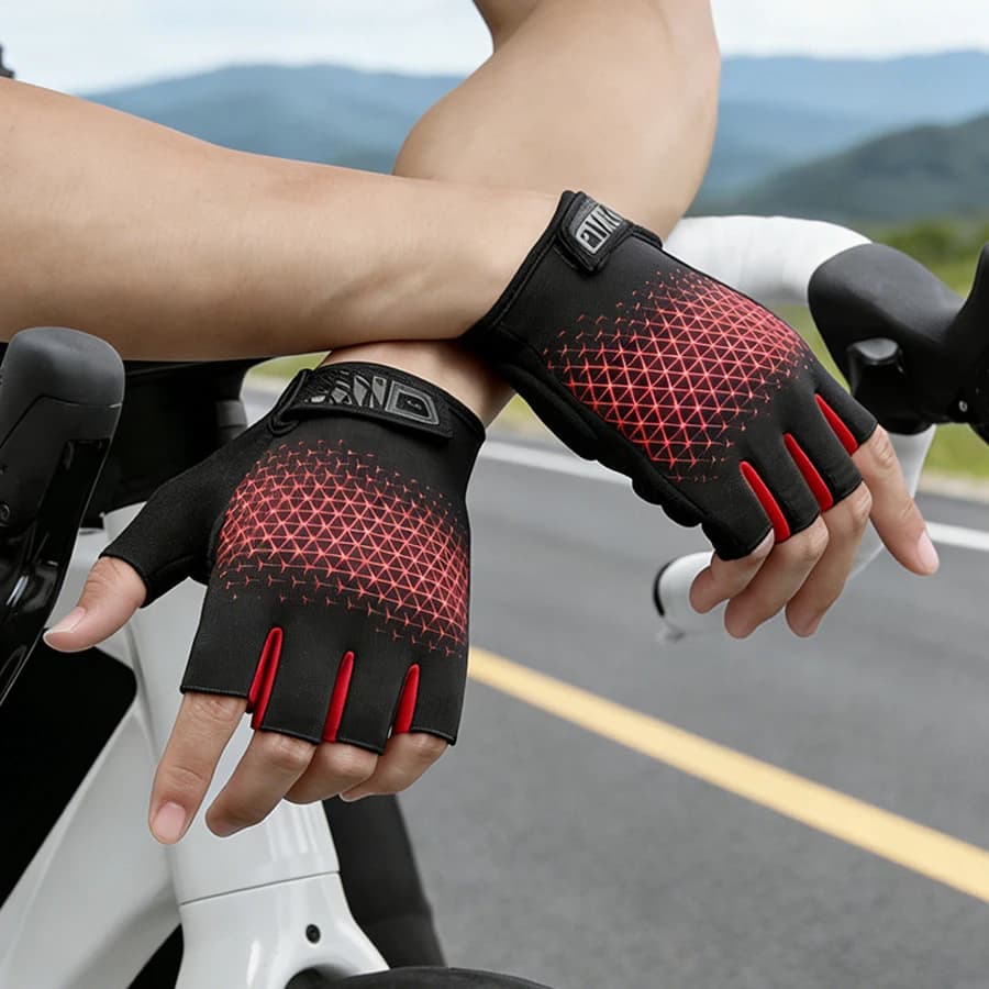 Guanti da ciclismo per uomo e donna, traspiranti e antiscivolo, per allenamento fitness all'aperto, mountain bike con assorbimento degli urti, hal