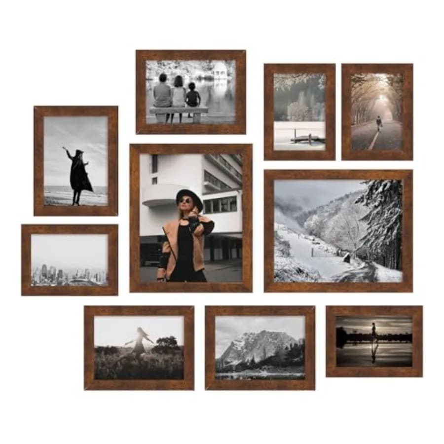 Set di 10 Cornici per Collage Fotografico, Decorazione da Parete o da Tavolo, Set di Cornici per Galleria Fotografica Familiare - Varie Dimensioni Incluse