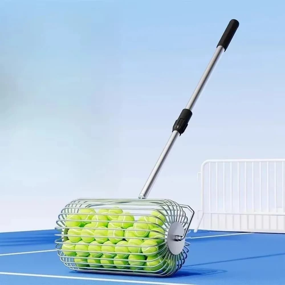 Stainless Steel Tennis Ball Picker Telescopic Efficient Ball Retriever Tool Large Capacity Portable Rolling Ball Picker