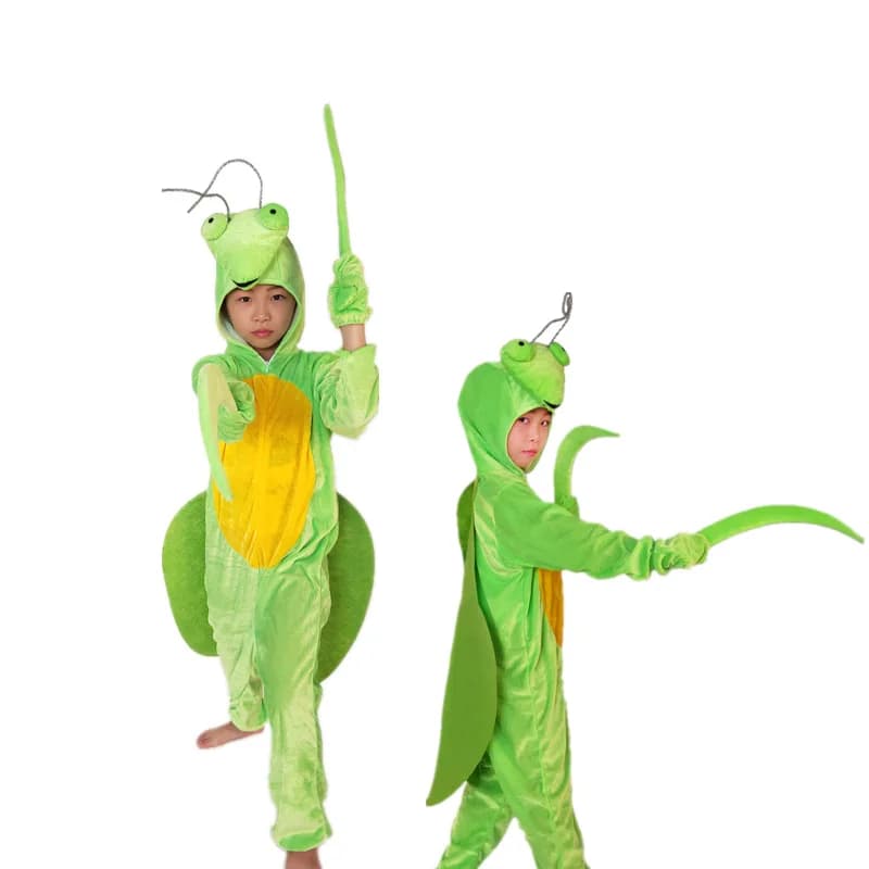 Pigiama di velluto dorato Mantis in preghiera Animale Insetto Costume Tuta Bambini Adulti Regali Cosplay Costume di Halloween