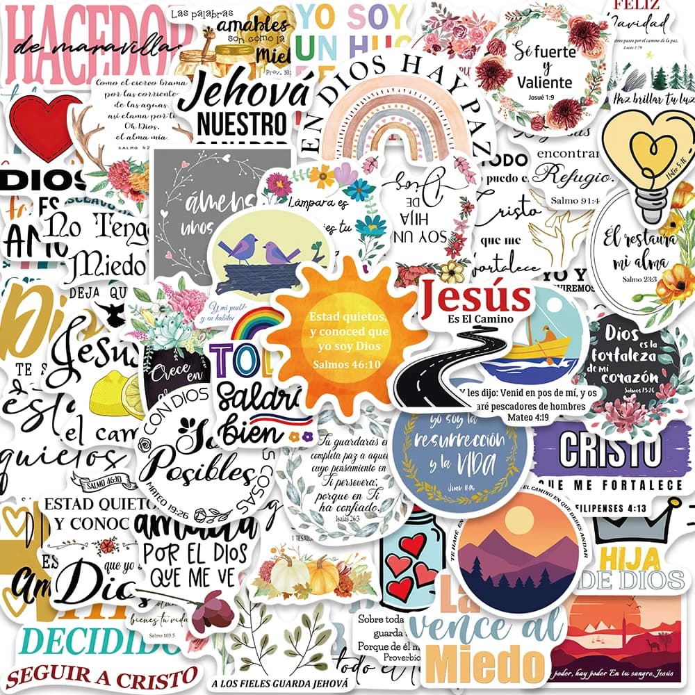 50 pezzi Bibbia spagnola Gesù cristiani Boemia Santo detto BOHO adesivi Natale notebook laptop bagagli adesivo impermeabile