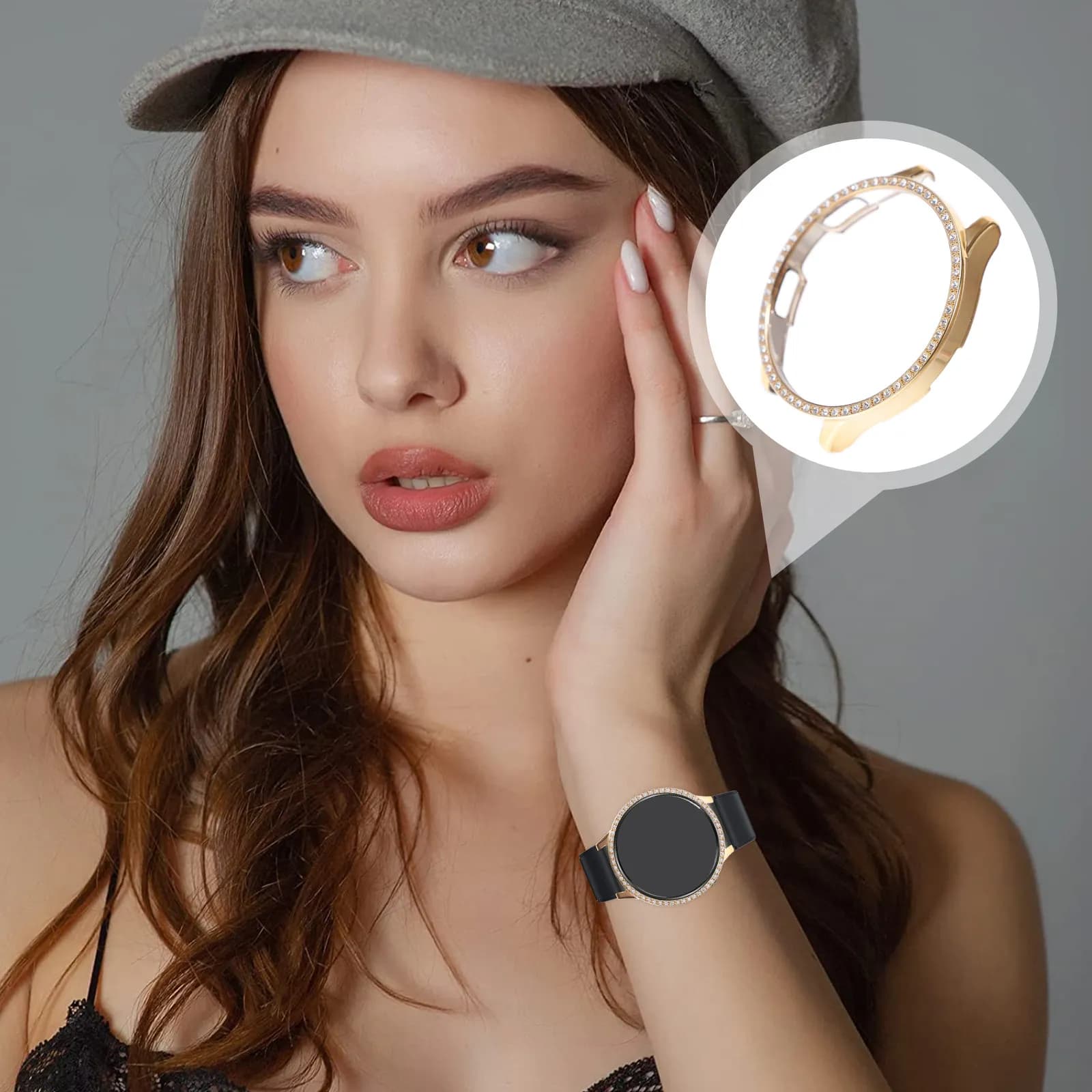 2 Pezzi Protezione Premium in Resina PC per Smartwatch, Cover Lucida Glitterata con Protezione Completa dei Bordi, Facile da Applicare e Rimuovere