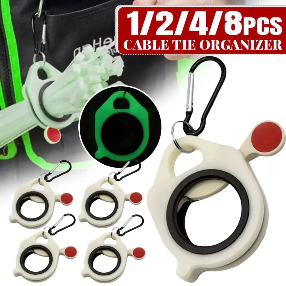 Organizzatore per Fascette Fluorescenti 1-8 Pezzi, Porta Fascette Riutilizzabile in Plastica, Clip Portatile per Cavi Elettrici, Strumento per Conservazione Fascette
