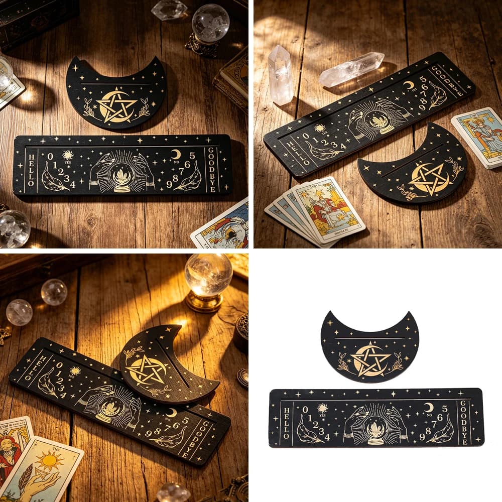 Supporto in Legno per Carte dei Tarocchi con Design a Fasi Lunari e Sfera di Cristallo, Decorazione per Altare, Strumento di Divinazione e Stregoneria, Porta Carte per Amanti dei Tarocchi, Regalo