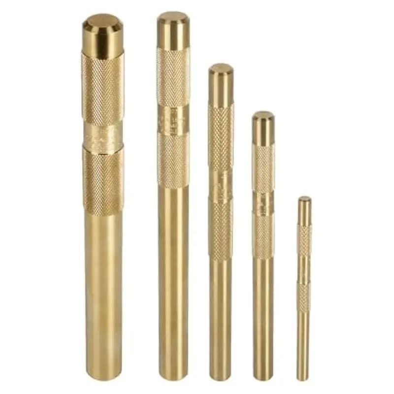 Set di punzoni a deriva in ottone ABRE - 5 pezzi con punzoni a deriva in ottone da 1/4, 3/8, 1/2, 5/8, 3/4 di pollice