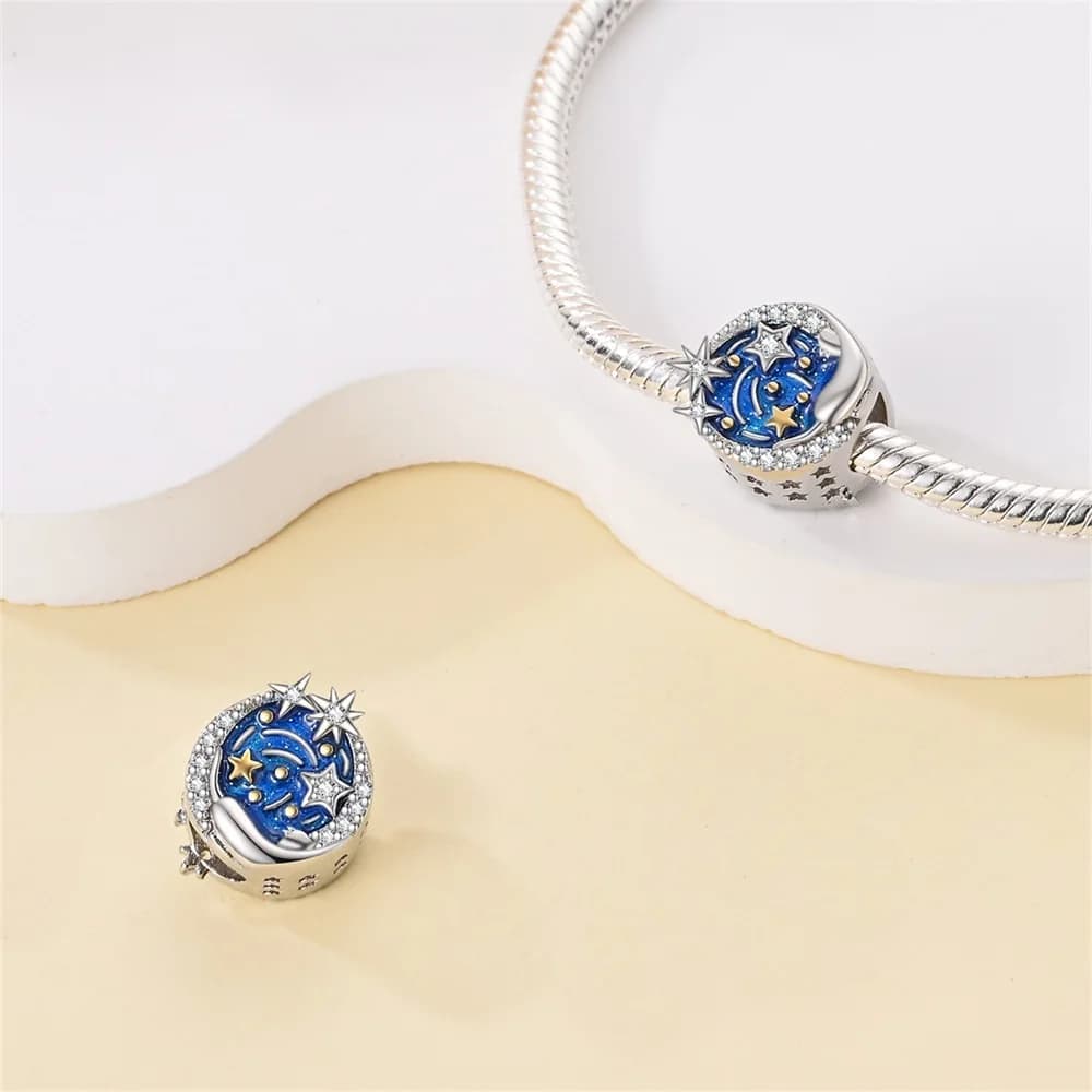 Charms Original 925 Sterling Silver Starry Sky Beads Fit Bracelet Women Jewelry Diy Fine Gift
