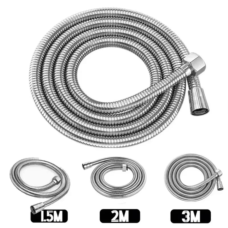 Tubo flessibile per doccia flessibile in argento di alta qualità da 1,5 m/2 m /3 m G1/2 pollici Tubo di prolunga per doccia con soffione per acqua da bagno cromato in acciaio inossidabile