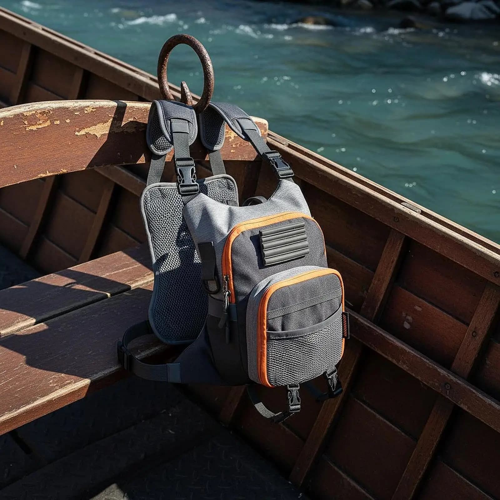 Zaino da Pesca Traspirante con Tasche Multiple, Borsa per Accessori da Pesca a Mosca