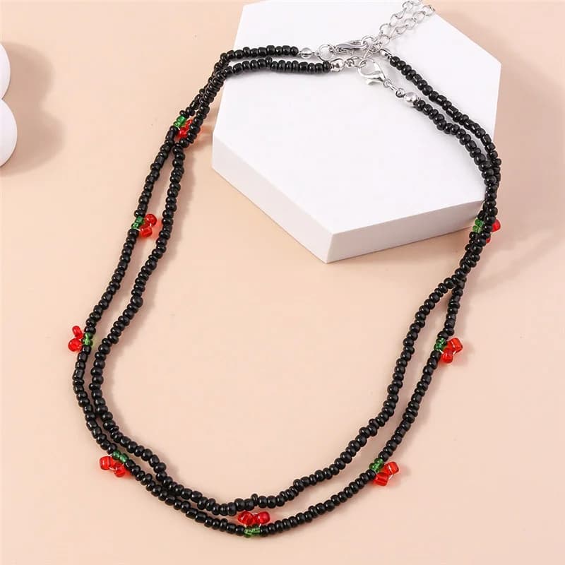 Aihua cute korean cherry blossoms seed beads necklace for women collar short necklace bracelet jewelry gifts
