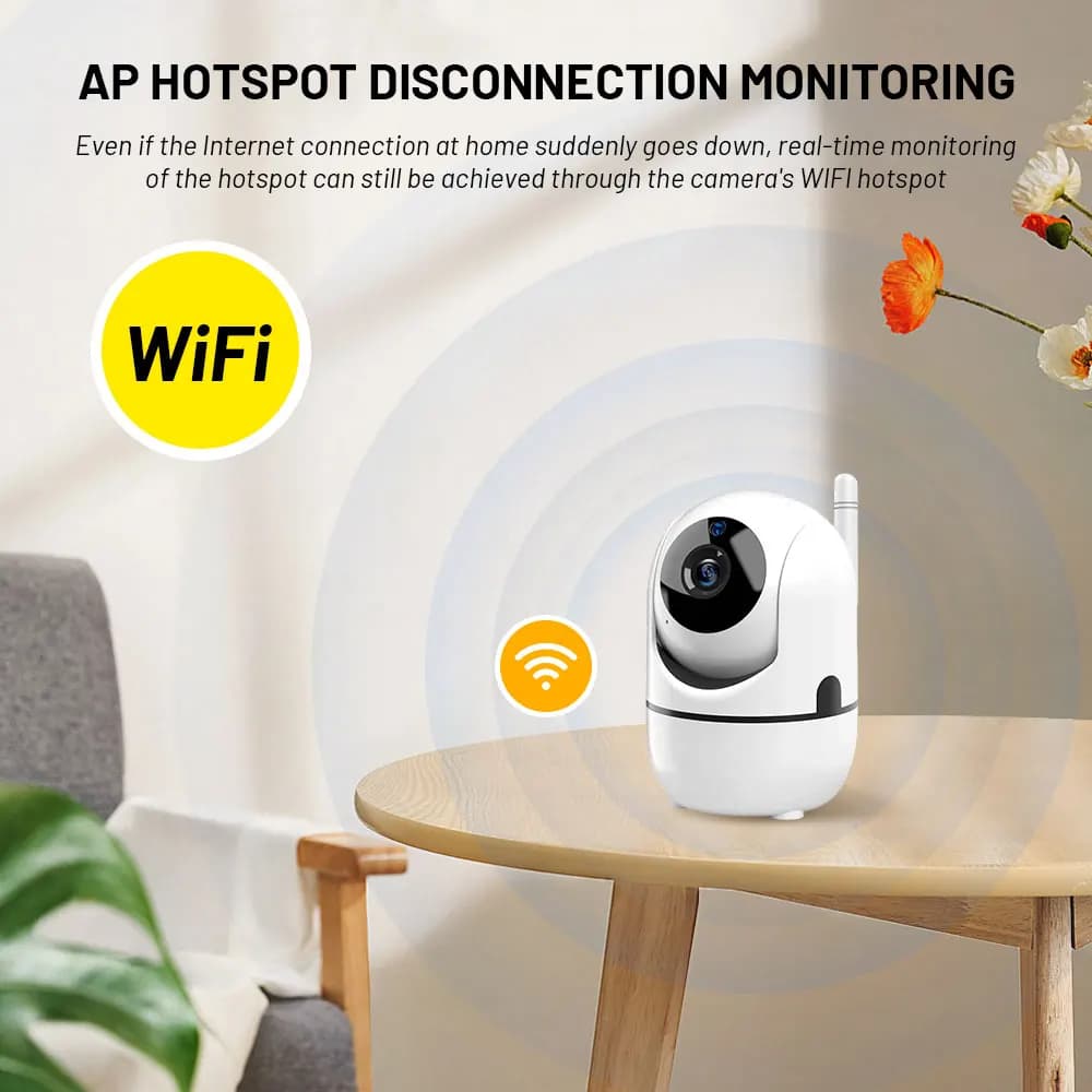 Telecamera IP WiFi 1080P, Mini Telecamera Intelligente con Tracciamento Automatico, Visione Notturna Completa, Telecamera di Sicurezza Wireless per Casa e Bambini