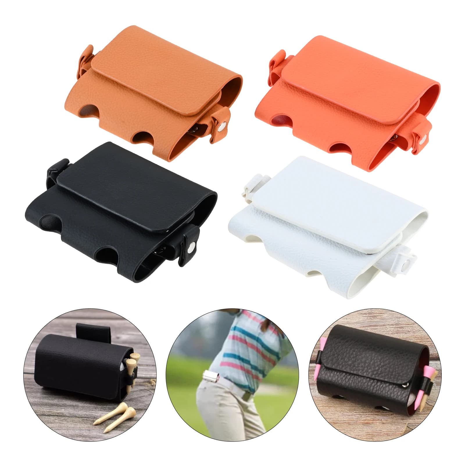 Custodia per pallina da Golf in pelle PU custodia da viaggio per esterni contiene 2 palline 4 magliette da Golf borse portaoggetti portatili per la vita pratica di allenamento del Golf