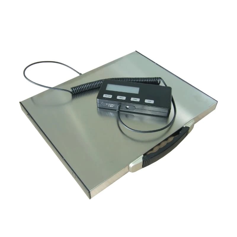 Bilancia portatile da aeroporto in acciaio inox 45x40x6 cm, 60-150 kg, per bagagli