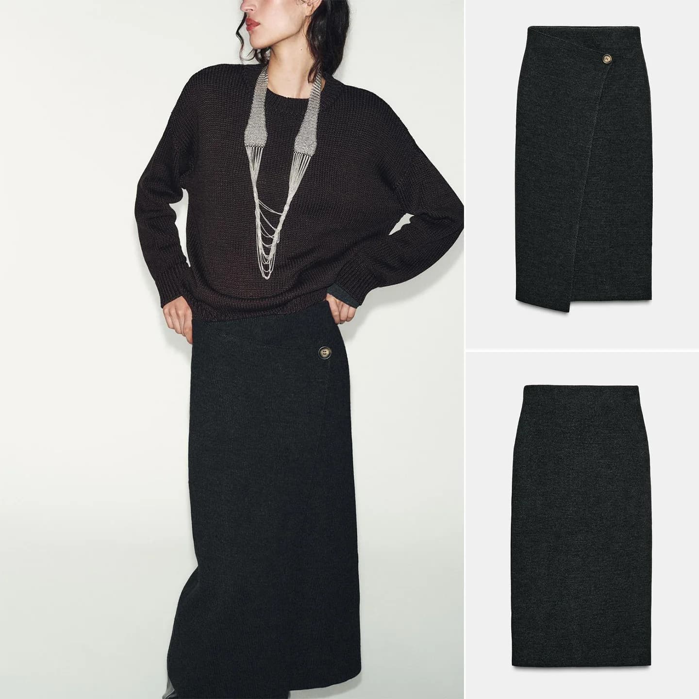 Asymmetric Hem Midi Skirt Women's Knitted Flat Needle New Arrival Autumn Winter City Commute Polyester Fiber Slim Fit Style