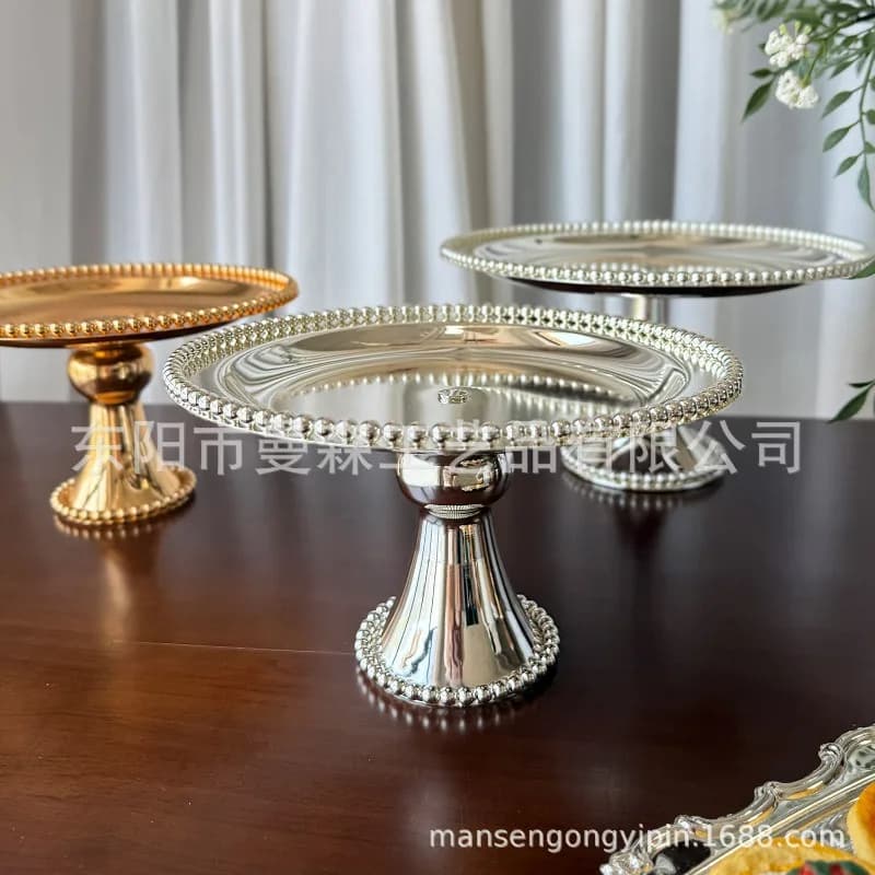 European-style golden wrought iron dessert table decoration tall cake plate display stand fruips