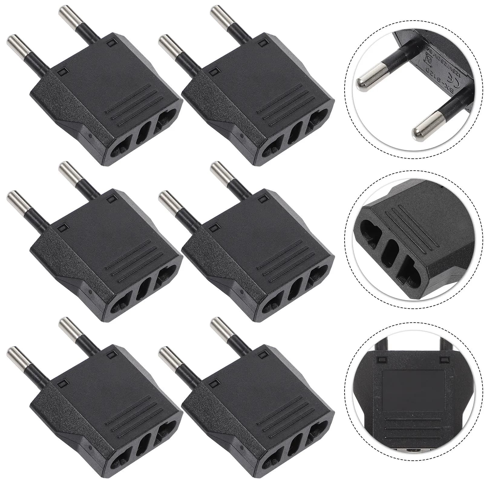 Set di 6 Adattatori per Prese da USA a EU, Convertitore di Corrente 125-250V per Casa, Ufficio e Viaggi
