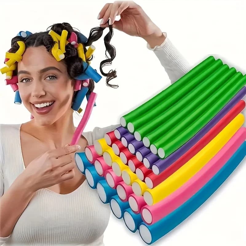 10 ferri arricciacapelli senza calore/ferri arricciacapelli flessibili/ferri arricciacapelli pieghevoli, set di ferri arricciacapelli senza calore per onde morbide e ricci a spirale - ferro arricciacapelli in schiuma per capelli corti e lunghi, ferro arricciacapelli fai da te senza calore, colore casuale